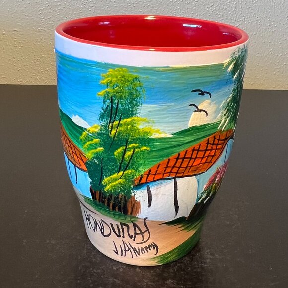 Hand Painted Honduras Central America Souvenir Ceramic Mug ~ Artist Signed - Picture 4 of 13